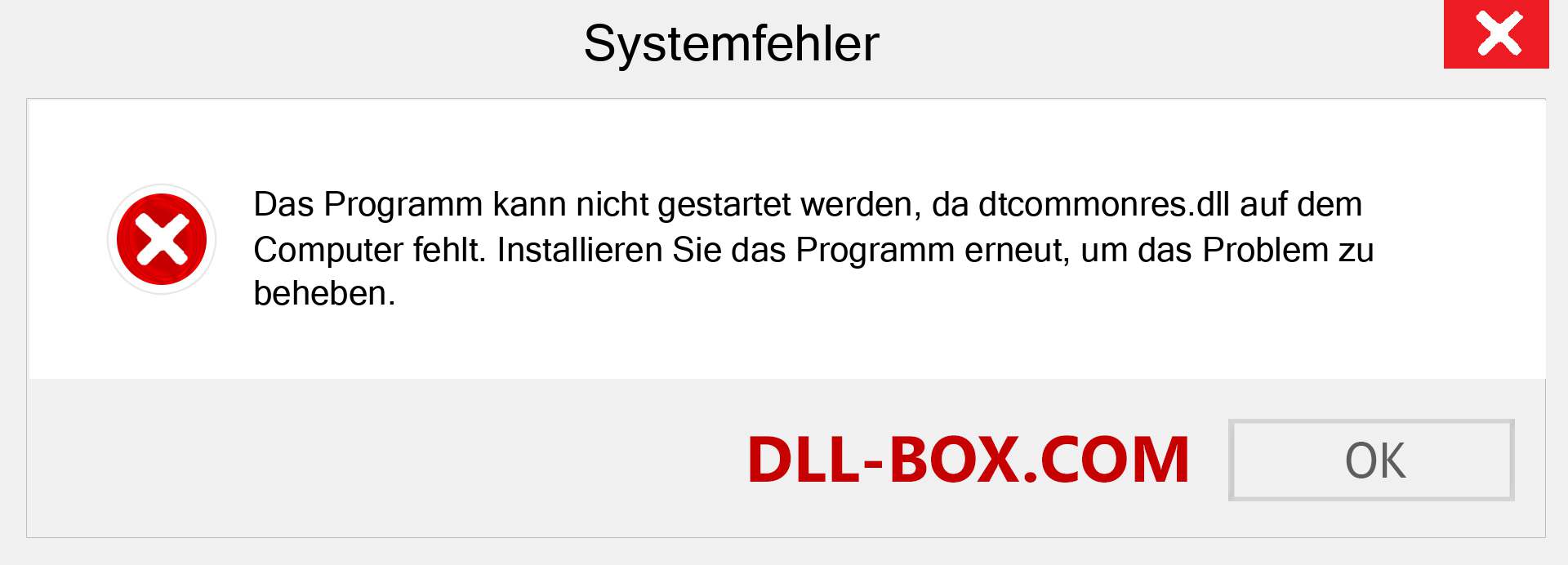 dtcommonres.dll-Datei fehlt?. Download für Windows 7, 8, 10 - Fix dtcommonres dll Missing Error unter Windows, Fotos, Bildern